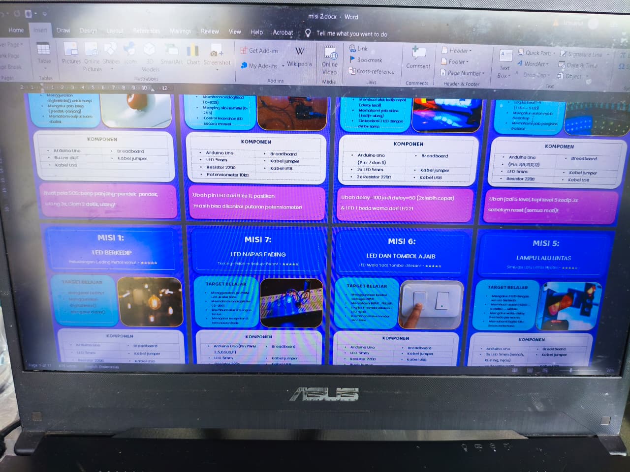 Isi buku coding - halaman misi LED